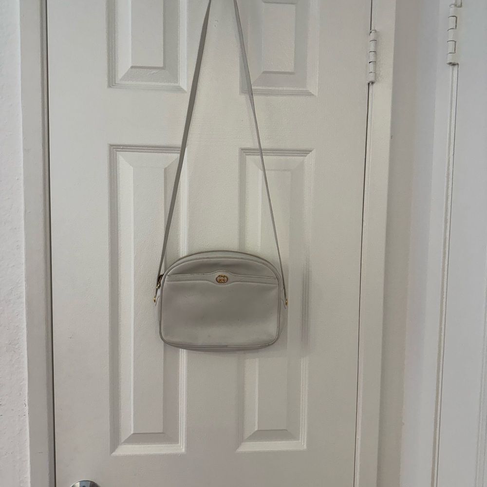 Vintage Gucci White Leather Crossbody Purse